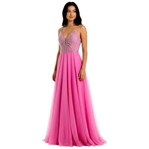 Vienna Prom Dress Pink with Silver Rhinestones Size 2